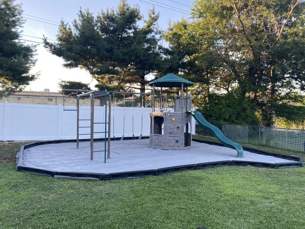 landscape fabric, rubber mulch, and playgrounds are perfect together.