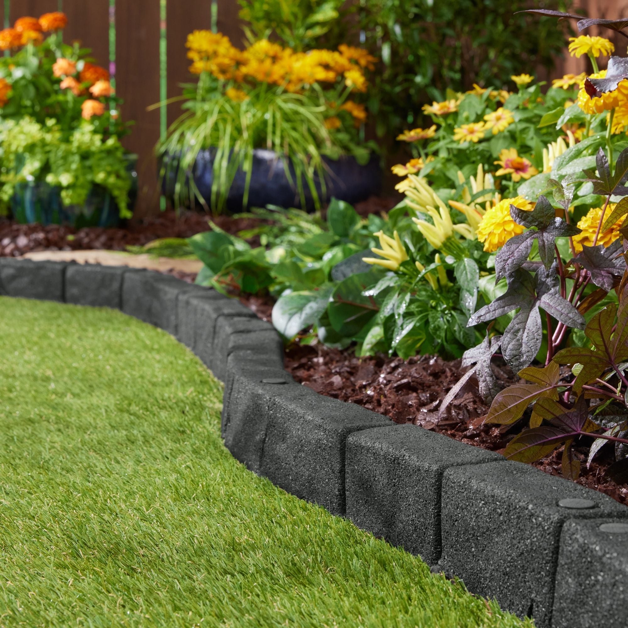 Border For Rocks Sidewalk Border Edging Stone RockMolds.com Landscape Edging Photo