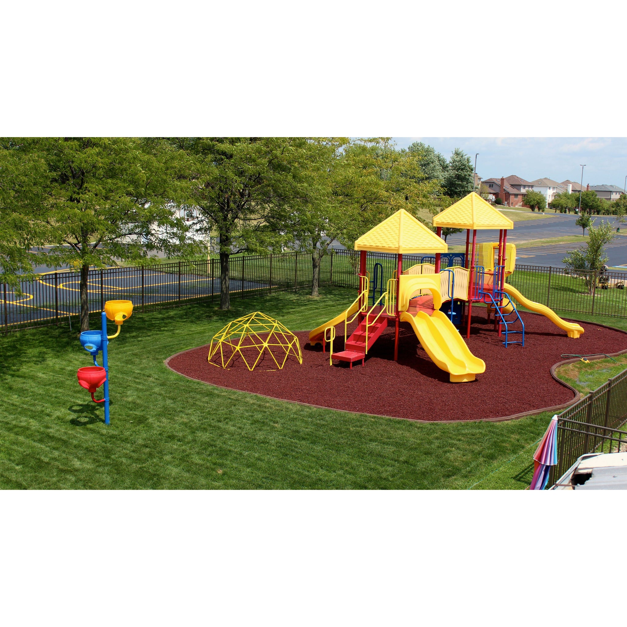 Playground Rubber Rings Playground Red Rubber Mulch - RubberMulch.com