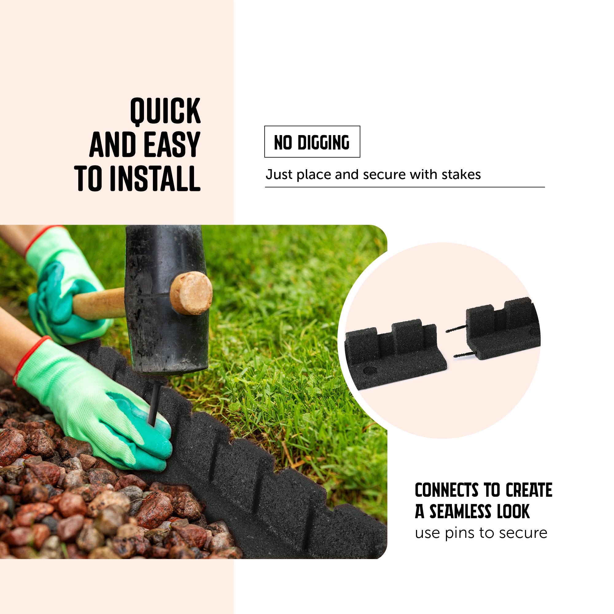 Rubble Border L shape Rubber Border - Castle - RubberMulch.com