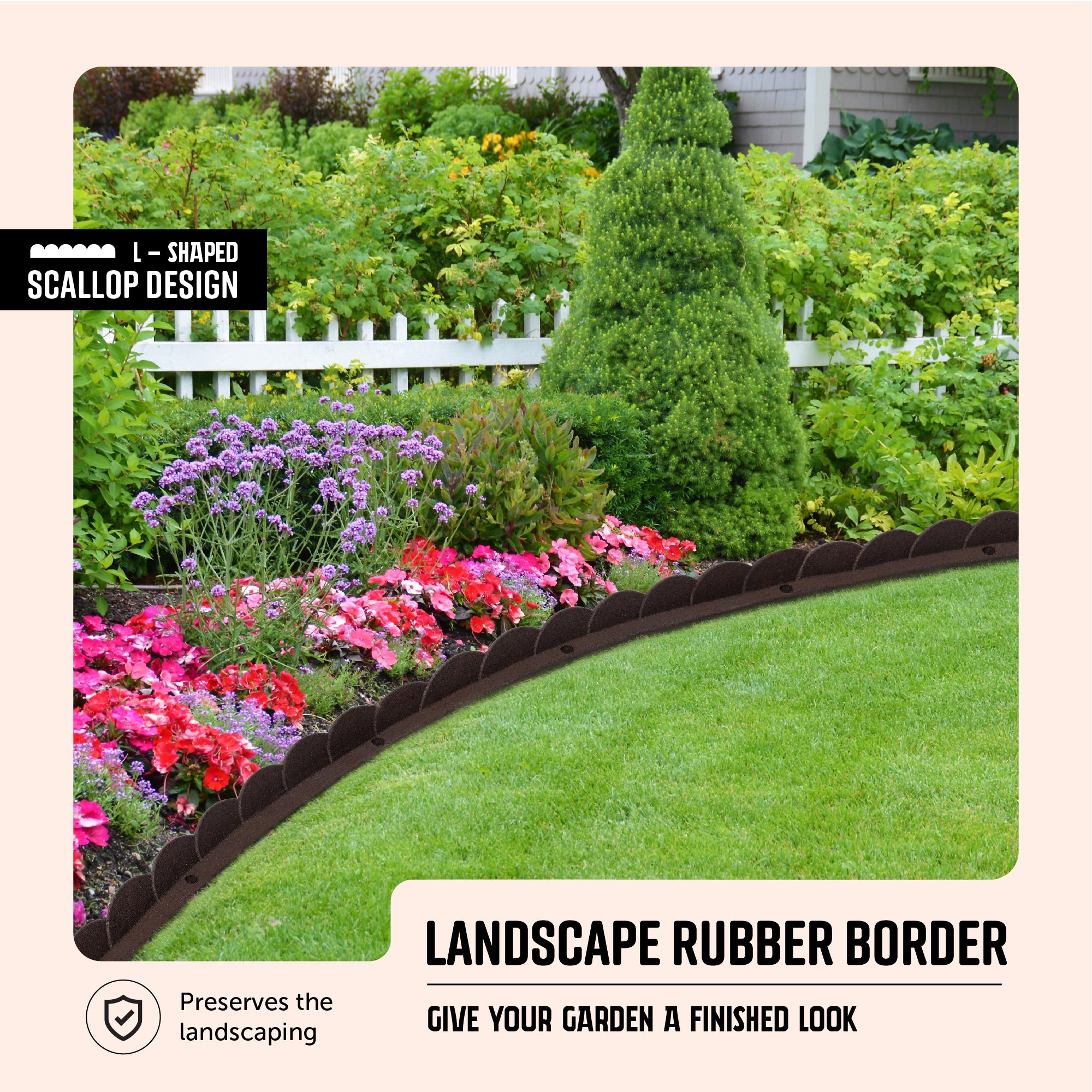 Rubble Border L Shape Rubber Border- Scalloped - RubberMulch.com