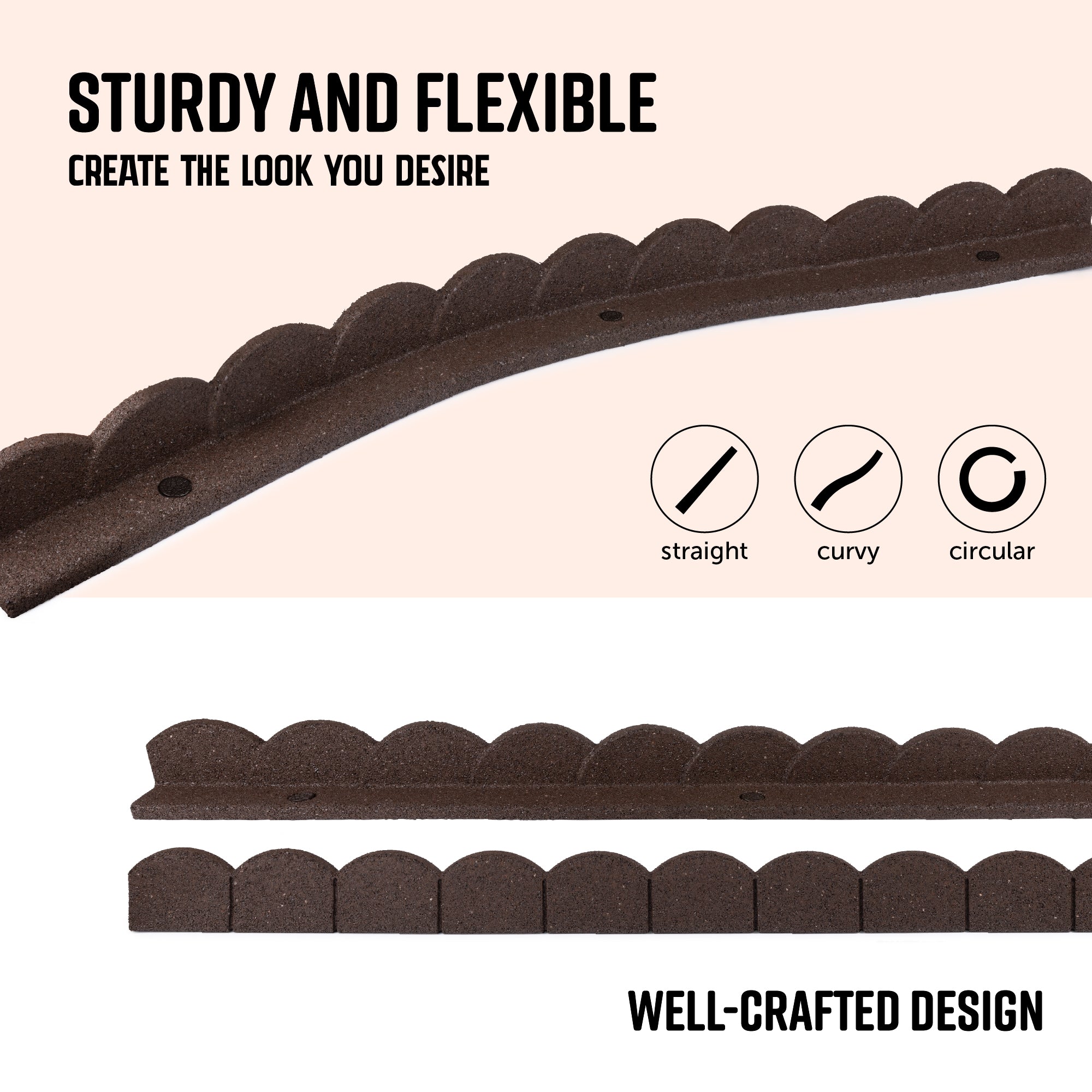 Rubble Border L Shape Rubber Border- Scalloped - RubberMulch.com