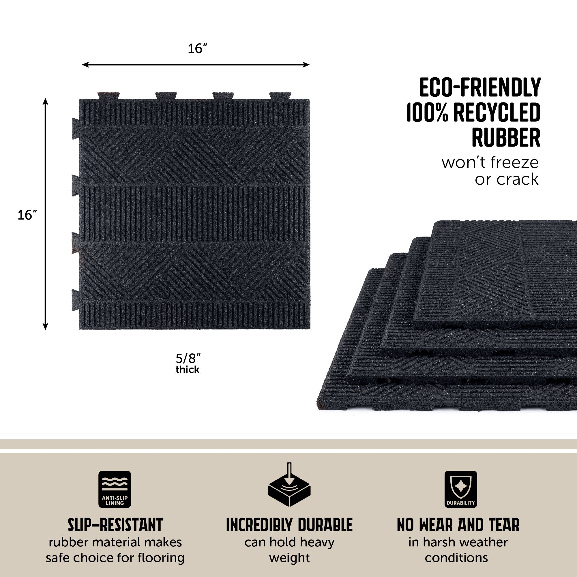 Aztect Rubber Aztec Interlocking Rubber Paver Tile - RubberMulch.com