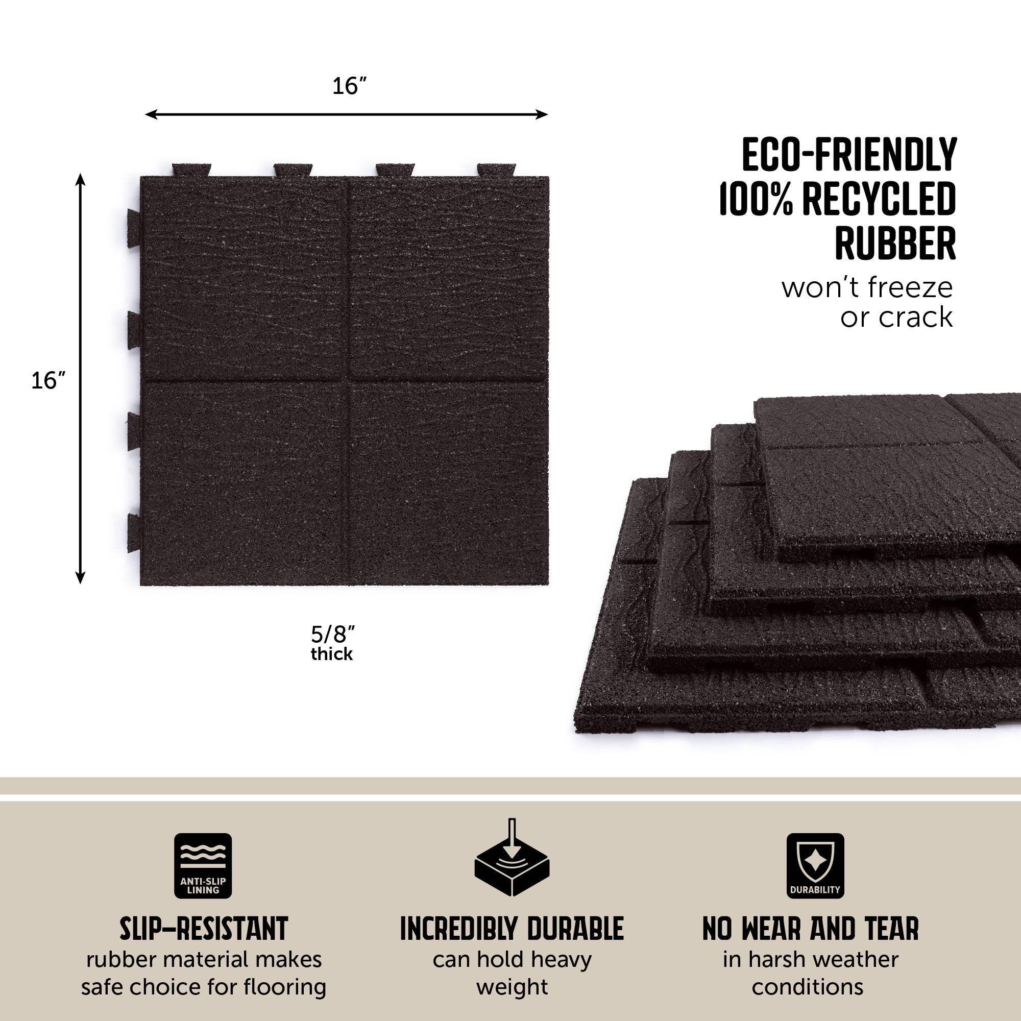 Foursquare Interlocking Rubber Paver Tile - RubberMulch.com